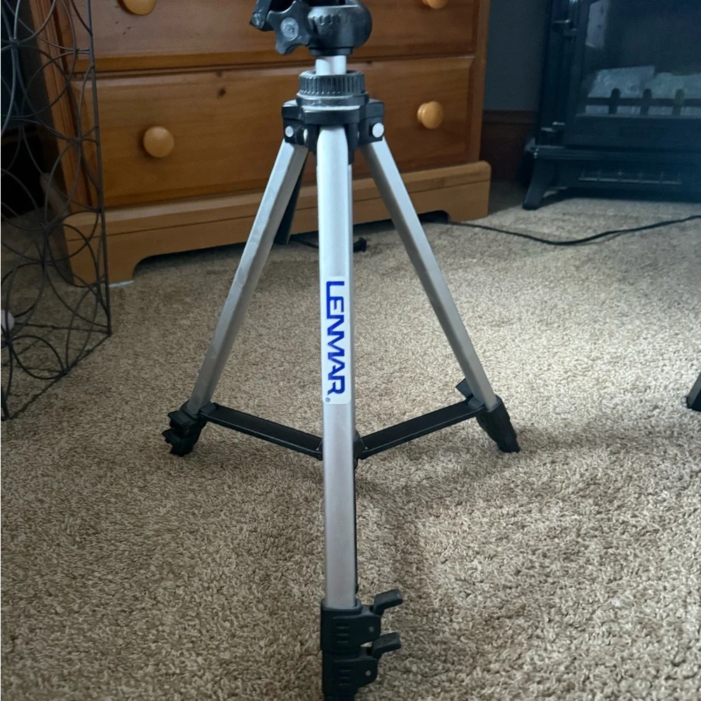 Silver and Black Tripod with Telescoping Legs and Quick-Release Locks